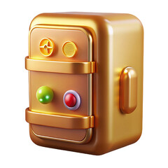 Golden Retro Safe with Colored Buttons and Controls