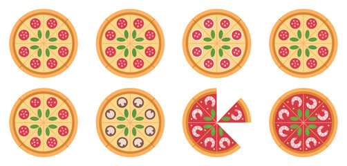 Assorted Delicious Pizzas with Various Toppings