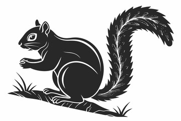 squirrel sihouette black vector