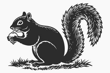 squirrel sihouette black vector