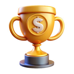 Golden Trophy with Dollar Sign Award Illustration rendered