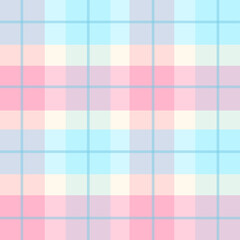 Check plaid pattern in pink and blue. Seamless light pastel houndstooth tartan for dress, jacket, coat, scarf, other modern spring summer autumn winter fashion fabric design.	