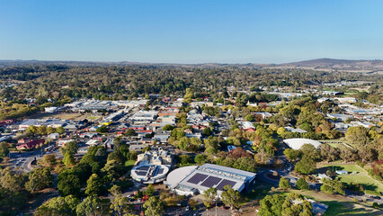 Mount Barker, South Australia: Aerial Drone Image Featuring Town Center, Urban Development, Tree-Lined Streets, Rolling Hills, and Green Spaces in the Adelaide Hills Region © Thomas