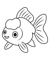 Ranchu Goldfish Line Art with Head Bump
