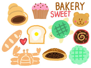 set of cakes illustration  dessert bread