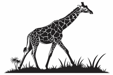 Naklejka premium giraffe sihouette black vector