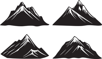 Mountain silhouette vector illustration set