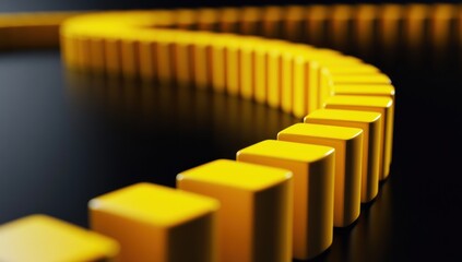 Yellow blocks curve on dark background, process, growth, technology