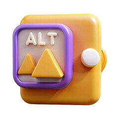 Three Dimensional ALT Text Image Icon render text
