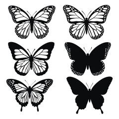 Butterfly Silhouette Vector Illustration for T-Shirt and Print Design