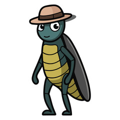 Funny cockroach cartoon vector illustration on white background