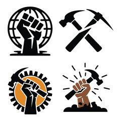 Vintage Hand and Hammer Emblem Design Bundle