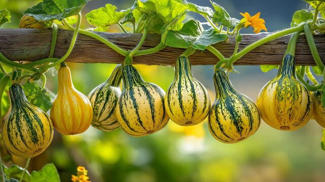 close up squash fruit on it vine