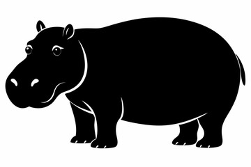 hippopotamus sihouette black vector