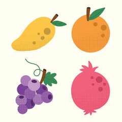 Fresh Mixed Tropical Fruits Including Pomegranate, Grapes, Oranges and Ripe Mango