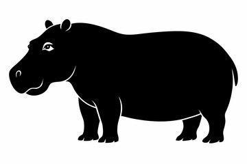 hippopotamus sihouette black vector