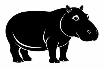 hippopotamus sihouette black vector