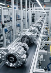 Fototapeta premium Industrial Assembly Line Producing Mechanical Gearboxes