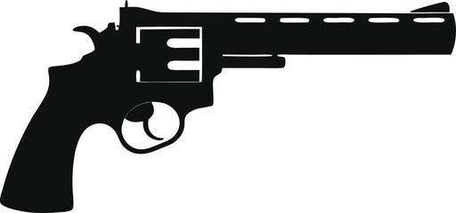 Silhouette of a Classic Revolver A Symbol of Western Films and Vintage Firearms Depicted in Black and White