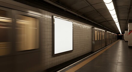 Blank Advertisement Mockup Subway Station Platform