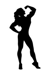 Silhouette of a female bodybuilder flexing