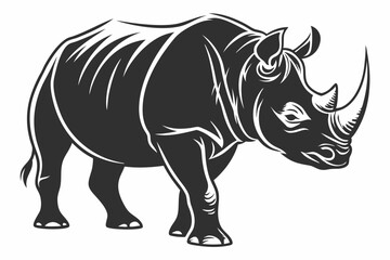 Obraz premium rhinoceros sihouette black vector