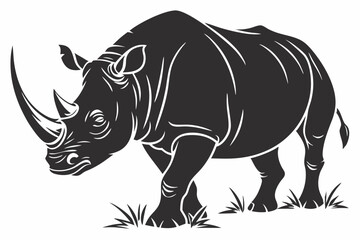 rhinoceros sihouette black vector