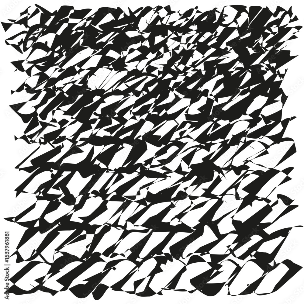 Poster scribbled stripe texture. chaotic line vector. abstract black form. repeating ink pattern.