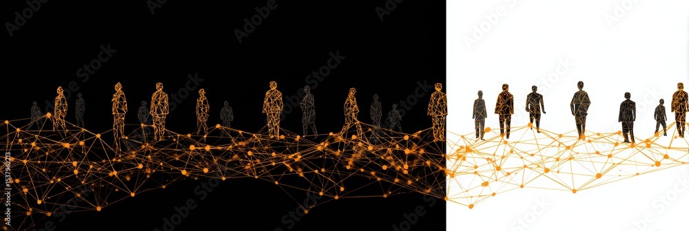 Aufkleber Visual Lifeline Connecting People Through a Network of Strings Representing Relationships and Interactions Among Individuals