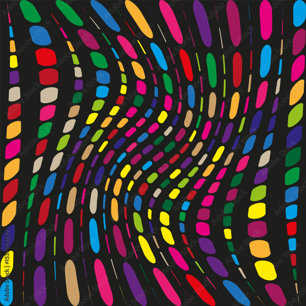 Aufkleber colorful stripes distortion. wavy lines movement. psychedelic pattern vector. abstract motion backgr