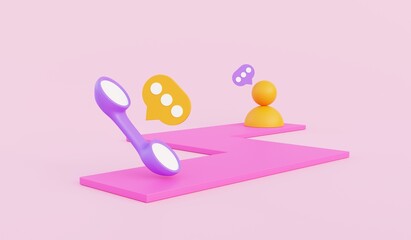Agent talking to customer, customer service representative concept, call center, hotline, customer support, 3d illustration