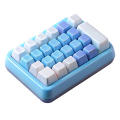 Modern 3d render of a blue gradient mechanical keyboard with minimalist design