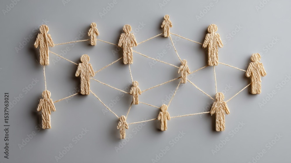 Poster Visual Lifeline Made of String Connecting Multiple People Icons to Depict Relationships and Networks Among Individuals