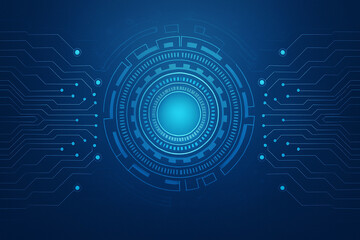 Obraz premium AI generated abstract graphic showing a glowing digital core interface with circuit lines and symmetric nodes in a high-tech futuristic style