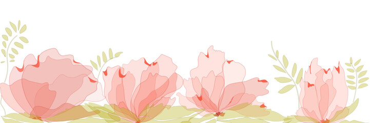 Sfondo con delicati fiori rosa in trasparenza