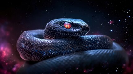 Striking image of a black maknak snake displaying its distinctive coloration and elegant form in a natural setting