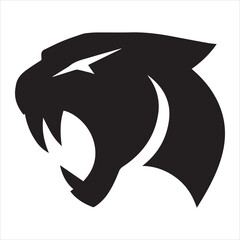 Sabertooth Tiger Head Silhouette Vector Black and White