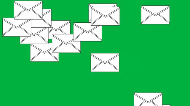 Animation Message envelope Icon pattern on Green Screen.