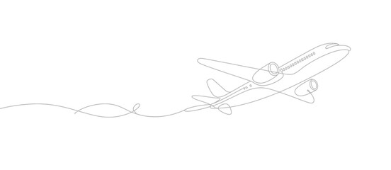 Continuous Line Drawing of Airplane in Flight