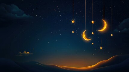 Stunning night sky filled with glimmering stars and a beautiful crescent moon creating a magical celestial experience