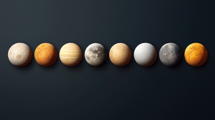 Cosmic wonder: the planets in our solar system displaying their unique colors and features against a starry background