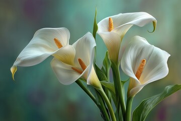 Pure white calla lily with graceful curves on a soft bright blurred background, clean and sophisticated floral artwork
