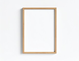 Minimalist Oak Frame Mockup on White Wall Clean and Modern Design