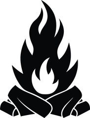 Silhouette Campfire Vector with Simple Bold Lines