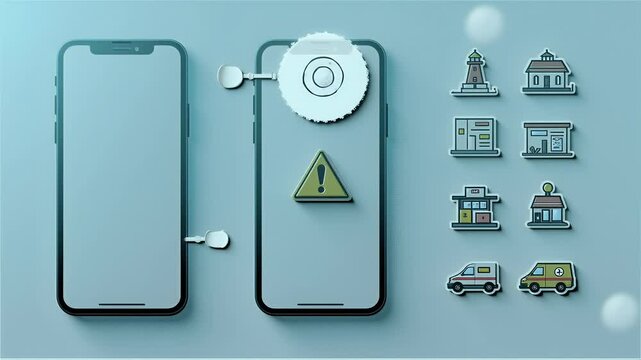 Essential Service Line Icons: Transportation, Safety, and Information