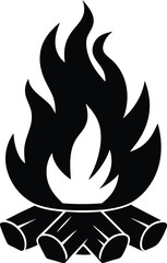 Stacked Firewood Bonfire Icon with Clean Silhouette