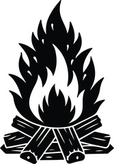 Bold Bonfire Vector with Clean Fire and Log Shapes