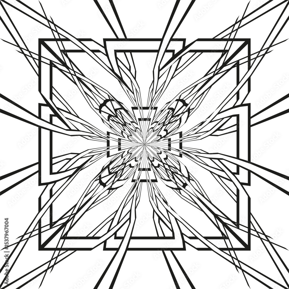 Poster geometric square pattern. abstract line design. vector symmetrical texture. intersecting shapes art.