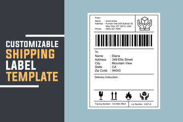Customizable Shipping Label Template with Delivery Instructions Section