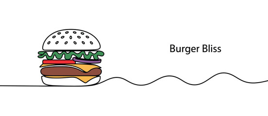 Delicious Burger Illustration Line Art Design
